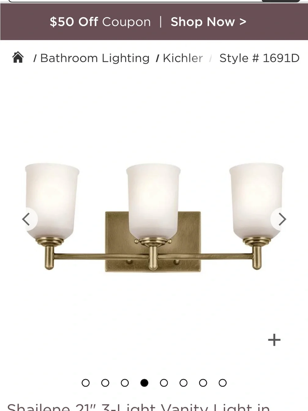 3-Light Frosted Glass Vanity Light in Brushed Brass